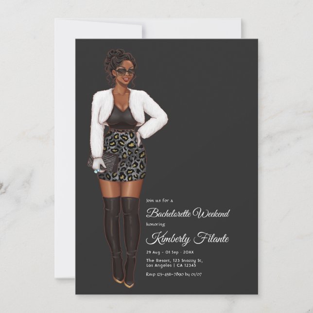 Convites Fim de semana da Bachelorette Afro-Americana (Frente)