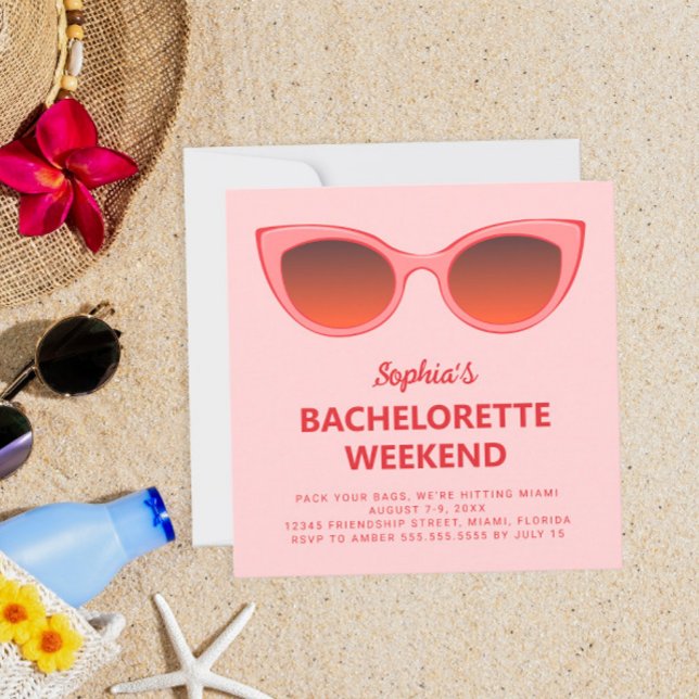 Convites Fim de Semana da Bachelorette Beach Sunnies Rosa (Criador carregado)