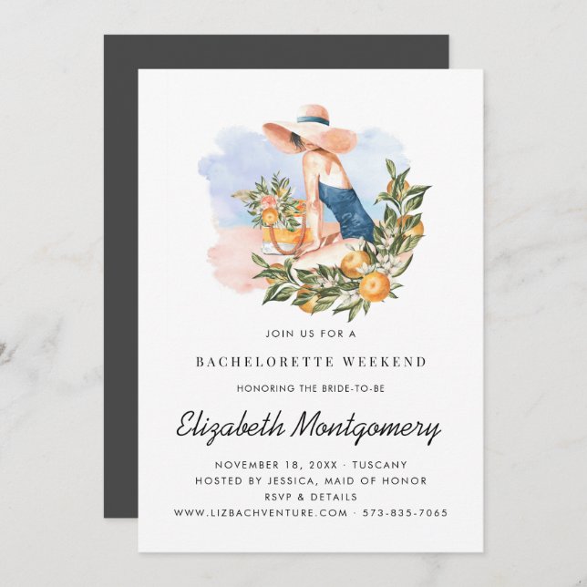 Convites Fim de Semana da Bachelorette de Destino | Citrus  (Frente/Verso)