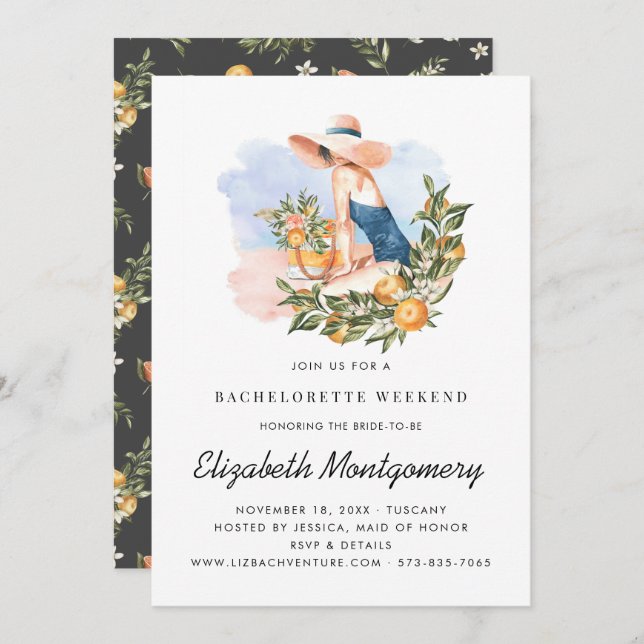 Convites Fim de Semana da Bachelorette de Destino | Citrus  (Frente/Verso)