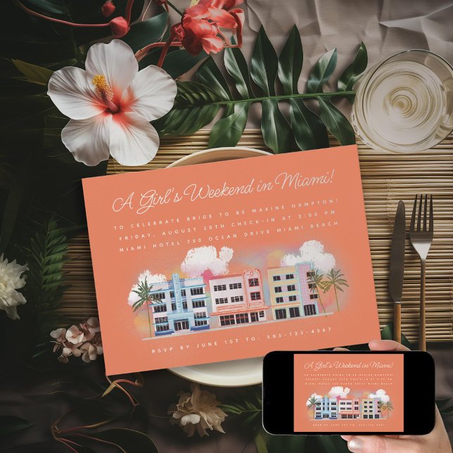 Convites Fim de Semana da Bachelorette de Miami Beach (Criador carregado)