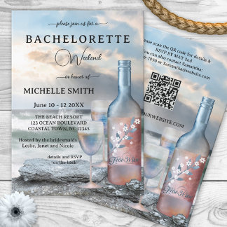 Convites Fim de semana da Bachelorette de Praia e Vinho