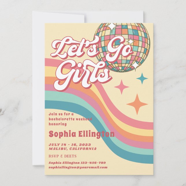 Convites Fim de semana da Bachelorette Retro da Cowgirl Dis (Frente)