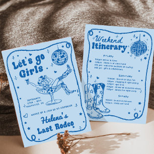 Convites Fim de semana da Bachelorette Rodeo de Disco Azul