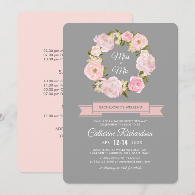 Convites Fim de Semana da Cinza de Peões Rosa Escamosos (Frente/Verso)