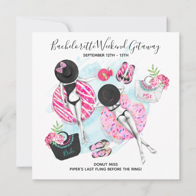 Convites Fim de semana da praia das garotas retrô (Frente)