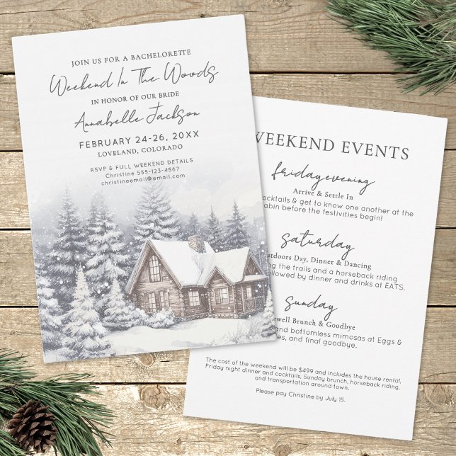 Convites Fim de Semana das Meninas nos Bosques Festa de Des (Girls Weekend In The Woods Bachelorette Party Invitation)