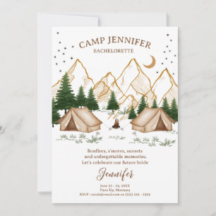 Convites Fim de Semana de Aventura da Solteirona no Acampam