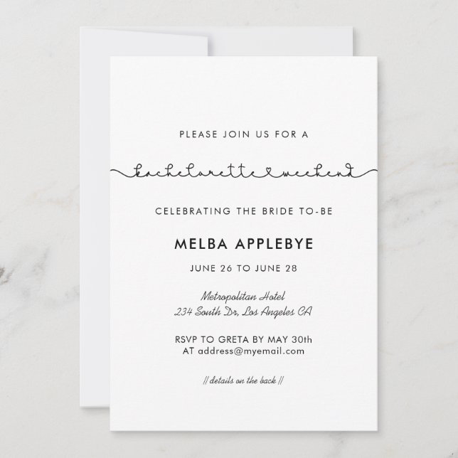 Convites Fim de Semana de Bachelorette de Conexão Fácil (Frente)