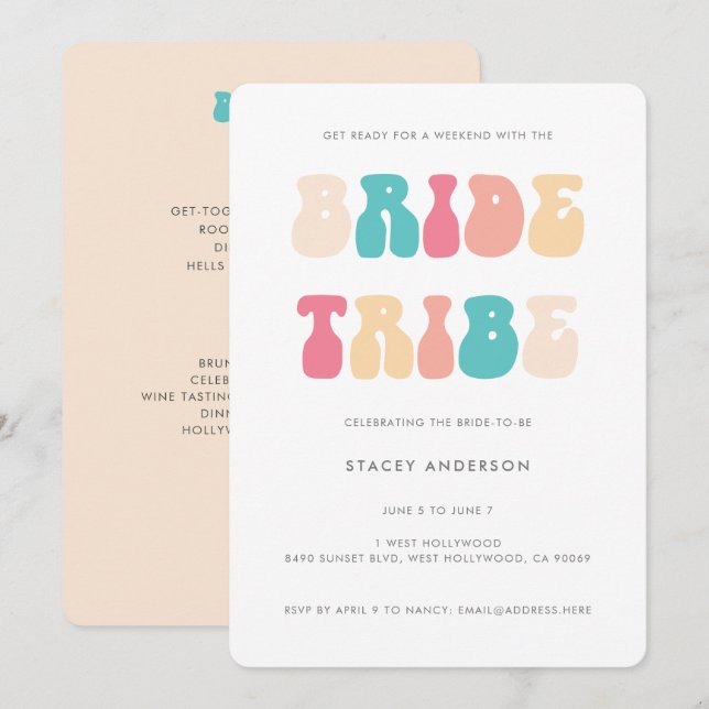 Convites Fim de Semana de Bachelorette de Noiva da Retrô Di (Frente/Verso)