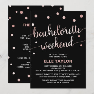 Convites Fim de Semana de Bachelorette Dourado com rosa com