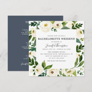 Convites Fim de Semana de Bachelorette Floral Branco e Verd
