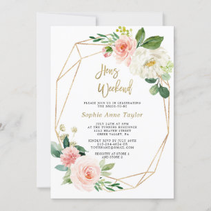 Convites Fim de Semana de Bachelorette Floral Dourado Cor-d