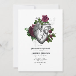 Convites Fim de Semana de Bachelorette Floral Gótica Burgun