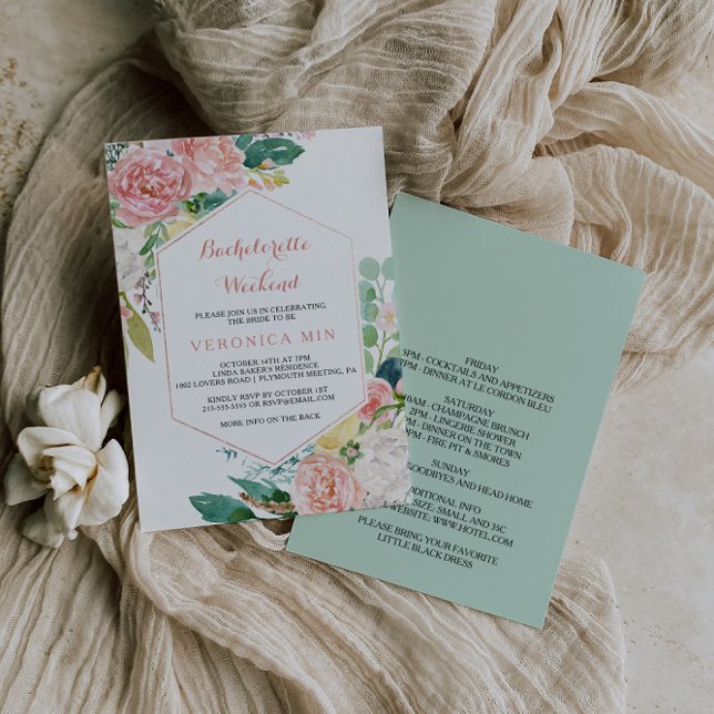 Convites Fim de Semana de Bachelorette Floral Primavera Ros (Criador carregado)