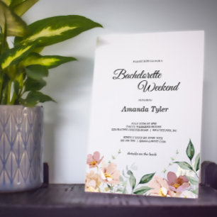 Convites Fim de Semana de Bachelorette Floral Rosa e Mauve