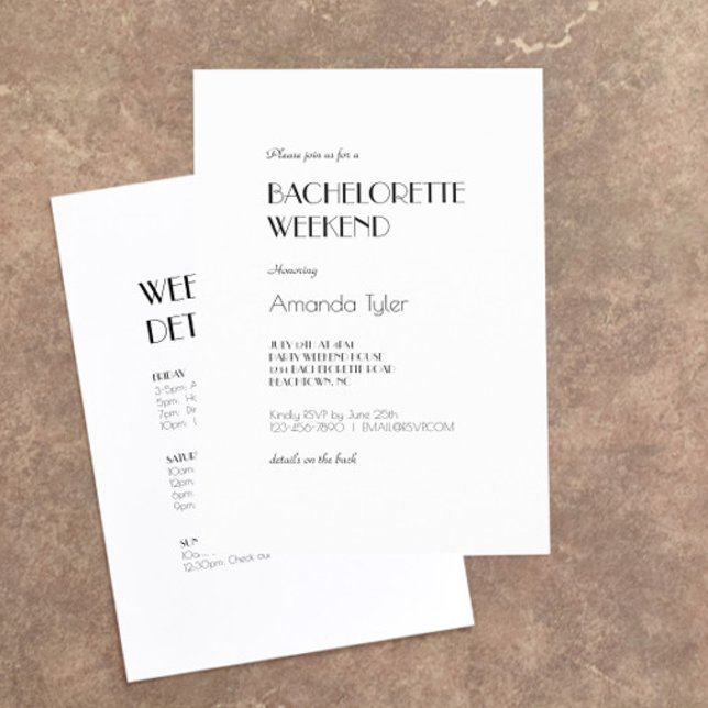 Convites Fim de Semana de Bachelorette Moderna de Arte Mini (Criador carregado)