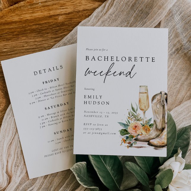 Convites Fim de Semana de Bachelorette Ocidental de Nashvil (Criador carregado)