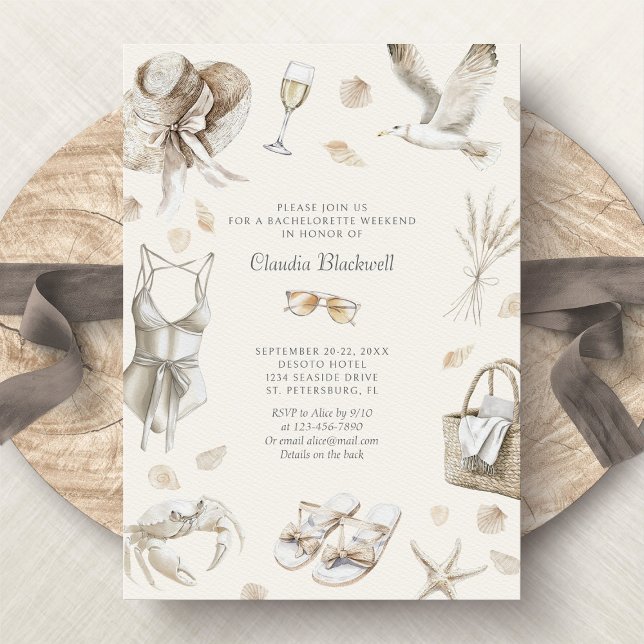 Convites Fim de Semana de Bachelorette Tropical da Costa da (Criador carregado)