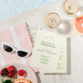 Convites Fim de Semana de Bachelorette Verde e Amarelo Retr