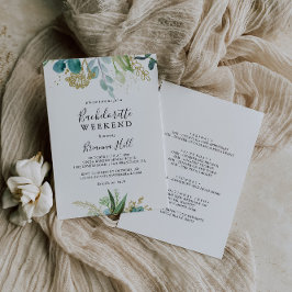 Convites Fim de Semana de Bachelorette Verde Tropical Doura