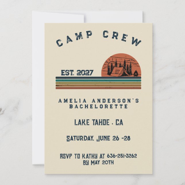 Convites Fim de Semana de Camping Personalizado para Desped (Frente)