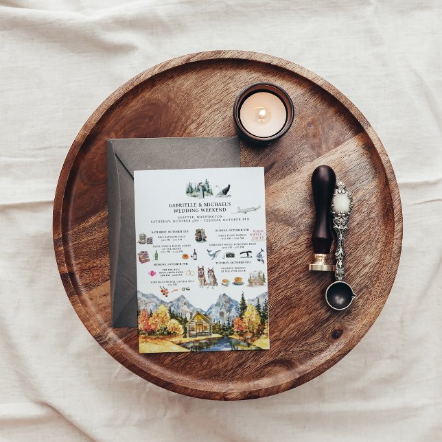 Convites Fim de Semana de Casamento em Seattle | Itinerário (Criador carregado)