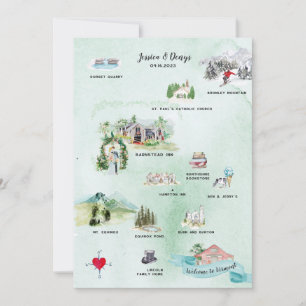 Convites Fim de Semana de Casamento em Vermont Mapa do It