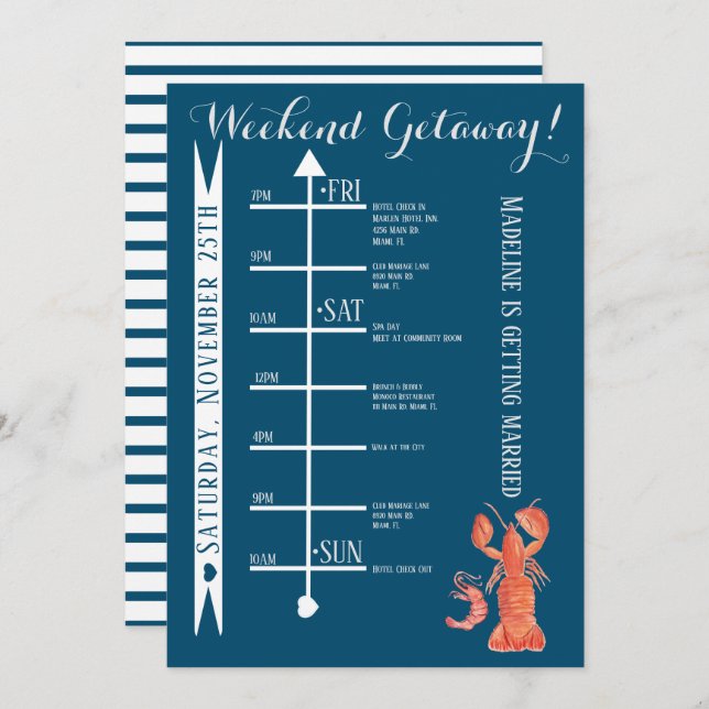 Convites Fim de Semana de Despedida de Solteira com Aquarel (Frente/Verso)