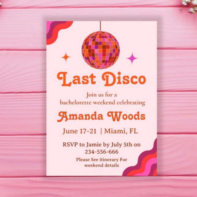 Convites Fim de semana de despedida de solteira cor-de-rosa (Criador carregado)