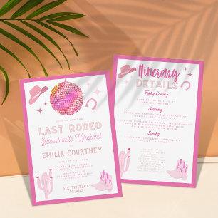 Convites Fim de Semana de Despedida de Solteira Disco Rosa 