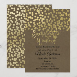 Convites Fim de Semana de Despedida de Solteira Dourado Mod