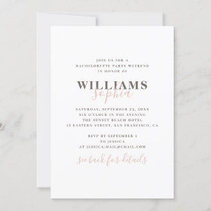 Convites Fim de semana de festa de solteira de tipografia s