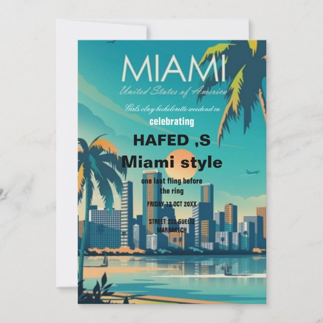 Convites Fim de semana de garotas de verão em Miami despedi (Frente)