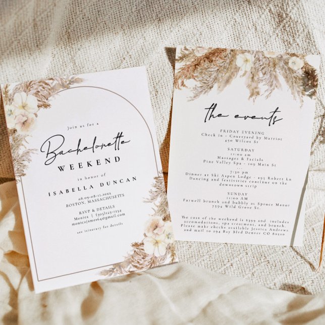 Convites Fim de Semana de Grass Bachelorette de Pampas Bohe (Criador carregado)