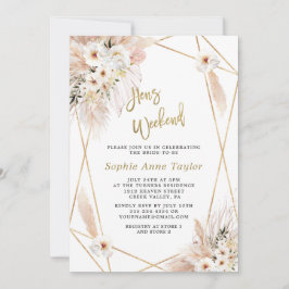 Convites Fim de Semana de Hens Dourados das Rosas Brancas d