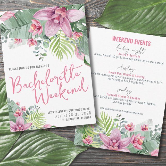 Convites Fim de Semana de Meninas na Praia Festa de Despedi (Tropical Beach Girls Weekend Bachelorette Party Invitation)