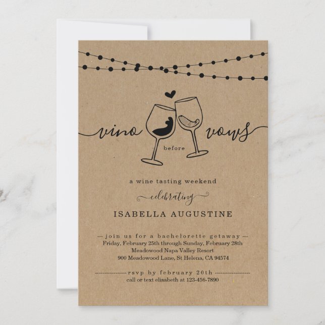 Convites Fim de Semana de Provando de Vinho de Bachelorette (Frente)
