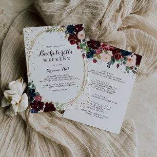 Convites Fim de Semana de Queda de Glitter Dourado Geométri