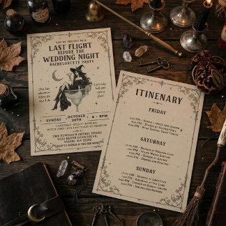 Convites Fim de semana de solteira de Halloween bruxólica