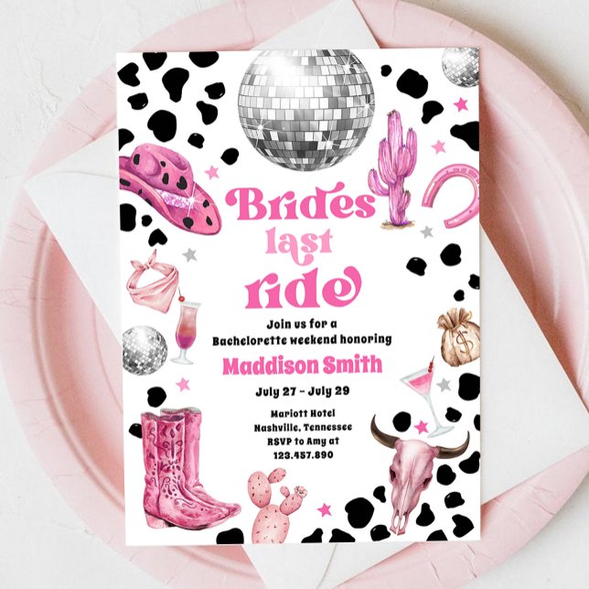 Convites Fim de semana de solteira Disco Rodeo Cowgirl Espa (Criador carregado)