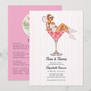 Convites Fim de Semana de Solteira Tinis & Tennis Pink Mart