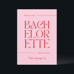 Convites Fim de Semana de Solteira Vermelho e Rosa<br><div class="desc">Este design apresenta texto em negrito na moda com drinques desenhados à mão.</div>