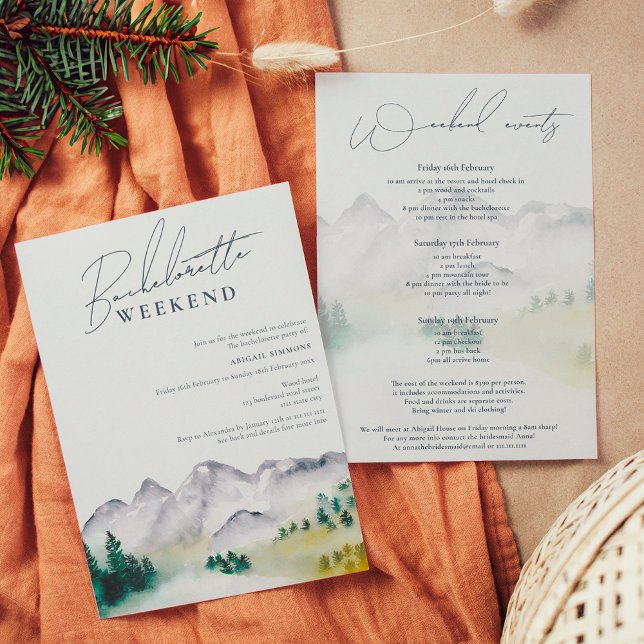Convites Fim de semana de solteiros da montanha russa Boho  (Rustic boho Colorado mountain bachelorette weekend Invitation)
