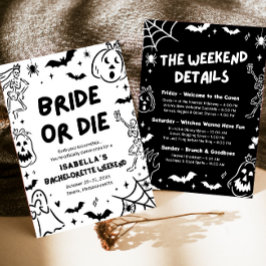 Convites Fim de Semana do Esqueleto de Halloween Desenhado