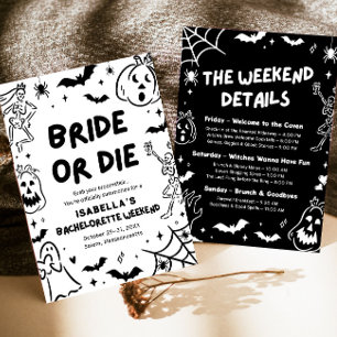 Convites Fim de Semana do Esqueleto de Halloween Desenhado 