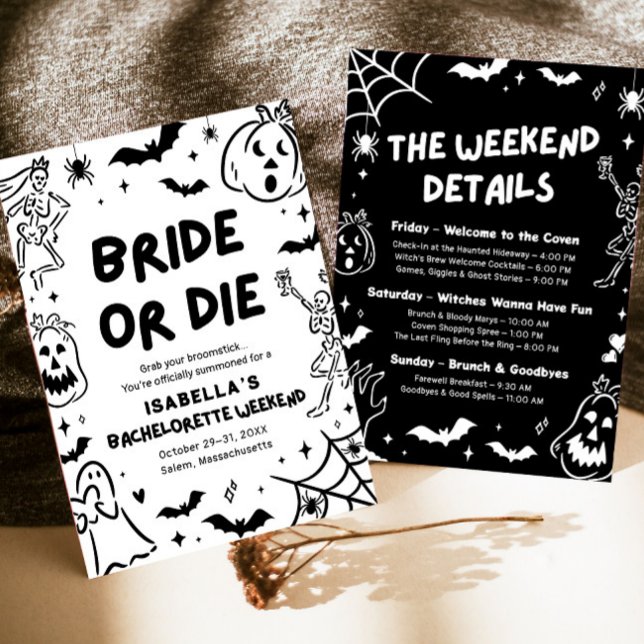 Convites Fim de Semana do Esqueleto de Halloween Desenhado  (Criador carregado)