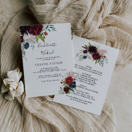 Convites Fim de Semana do Marinho Floral Moderno Burgundy