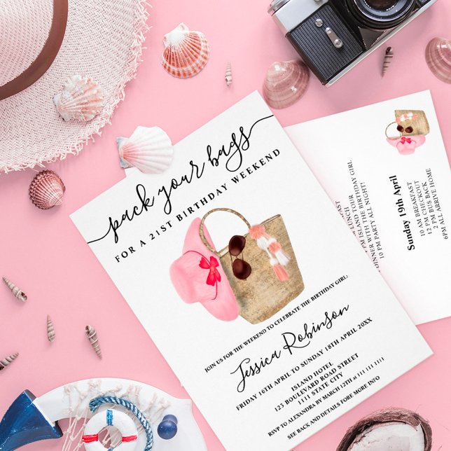 Convites Fim de semana do programa rosa de aniversário da b (Criador carregado)