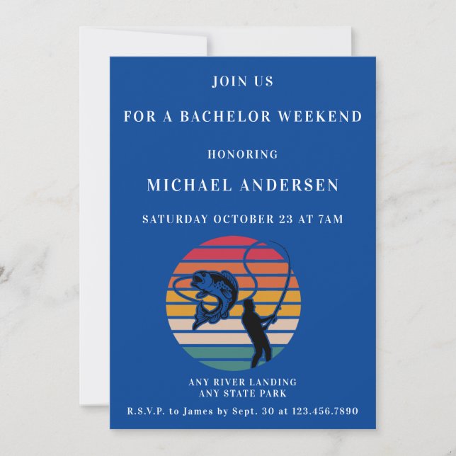 Convites Fim de Semana do Solteiro de Pesca Personalizado (Frente)